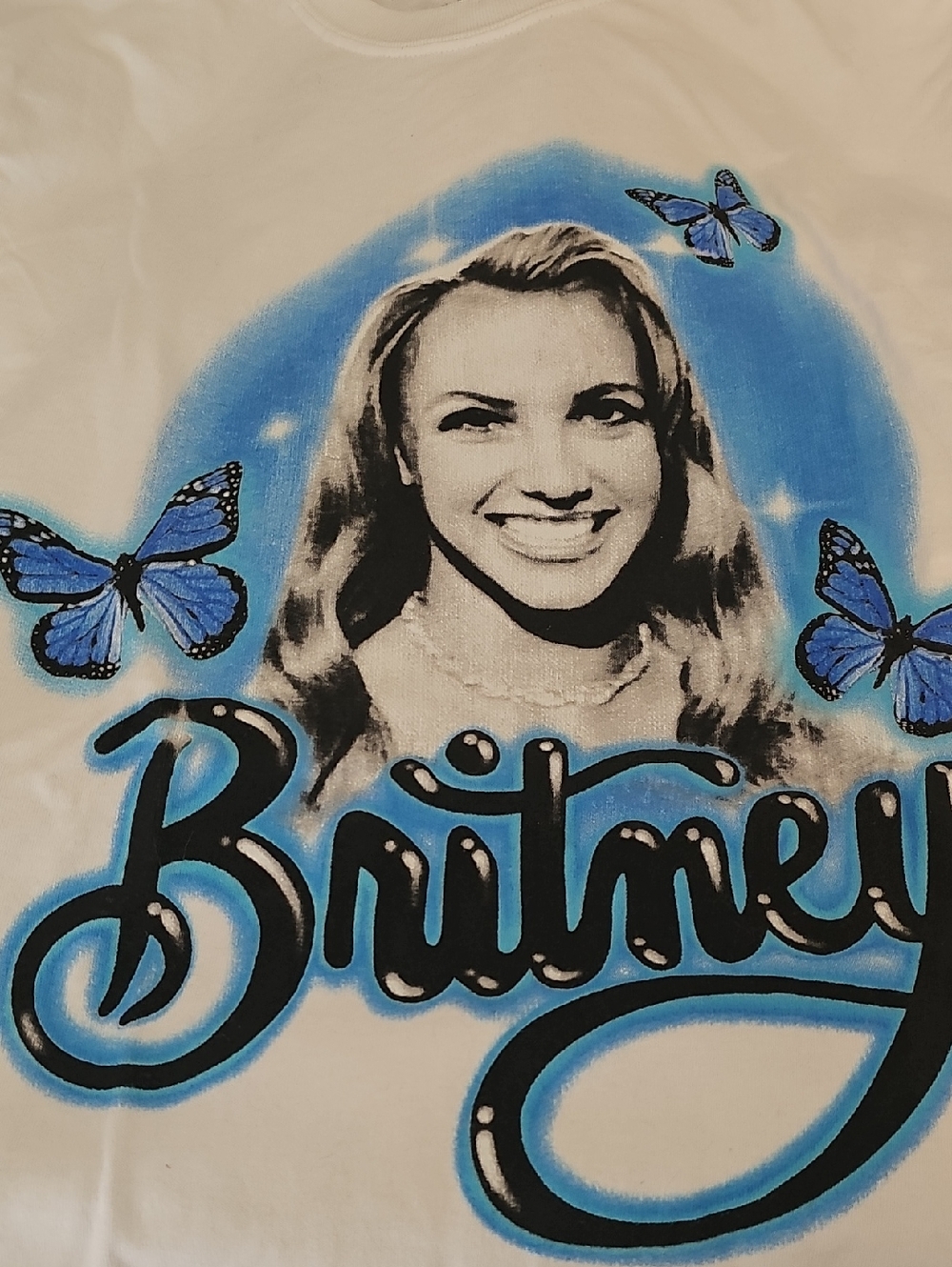 Britney Spears Blue Butterfly Shirt Size M - Picture 2 of 4